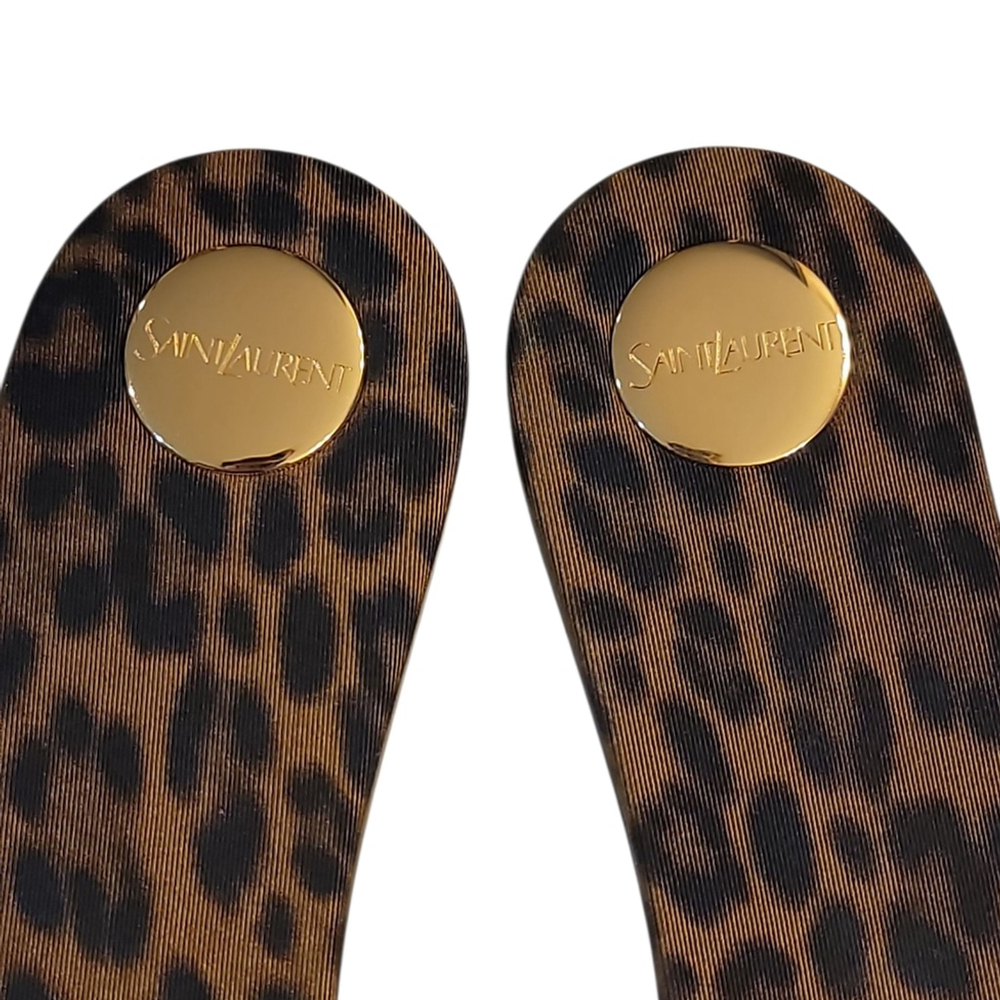 NWT $800 SAINT LAURENT Carlyle Slides in Leopard Grosgrain 8 B / 38 EU - Picture 5 of 13